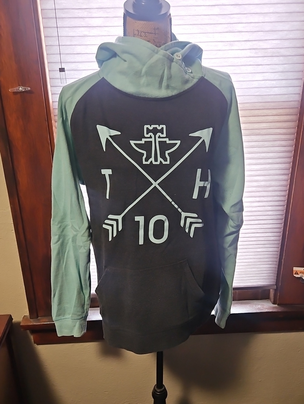 Tin Haul Two-Tone Gray and Blue Graphic Hoodie